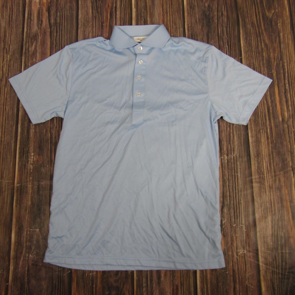 Collars & Co. Polo Shirt Mens Small Light Blue Dress Collar 100%‎ Polyester Golf